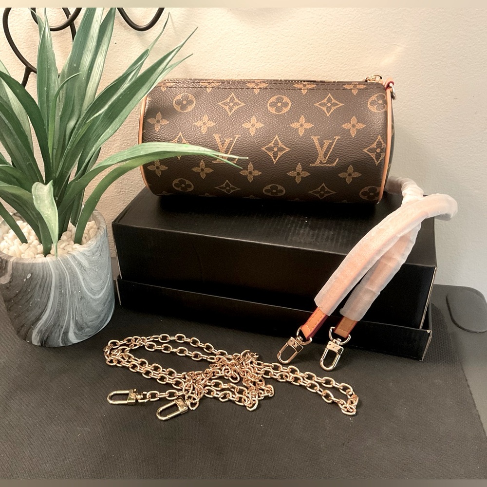Louis Vuitton Brown Monogram Crossbody Bag with Gold Hardware
